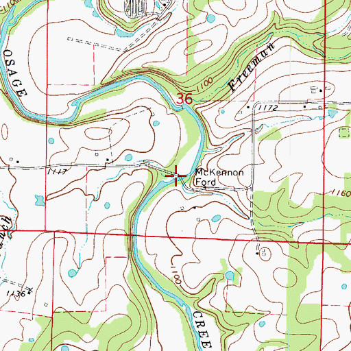 Topographic Map of McKennon Ford, AR