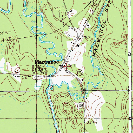 Topographic Map of Macwahoc, ME