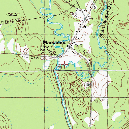 Topographic Map of Macwahoc Stream, ME