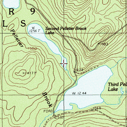 Topographic Map of Pelletier Brook Lakes, ME
