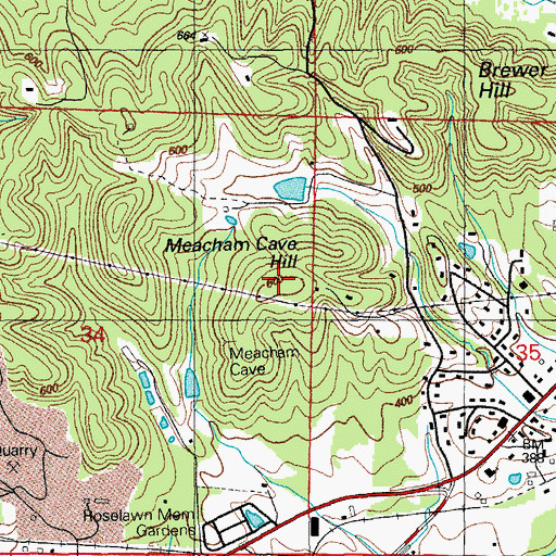 Topographic Map of Meacham Cave Hill, AR