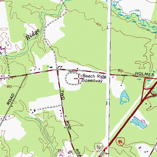 Topographic Map of Beech Ridge Speedway, ME