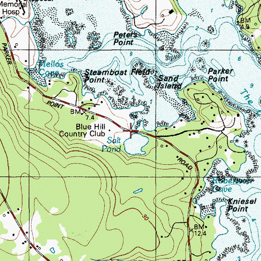 Topographic Map of Blue Hill Country Club, ME