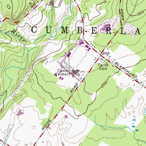 Topographic Map of Cumberland Farmers Club, ME