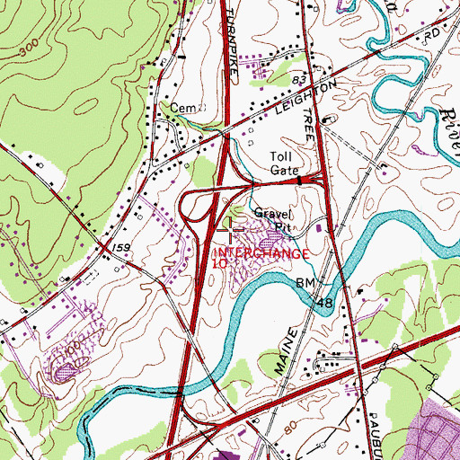 Topographic Map of Interchange 10, ME
