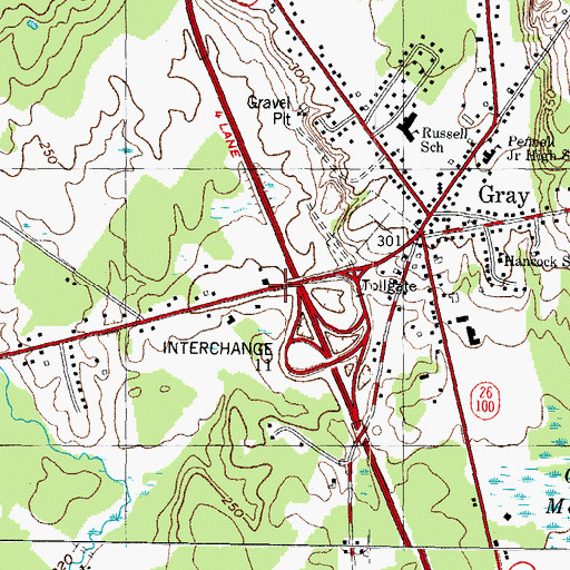 Topographic Map of Interchange 11, ME