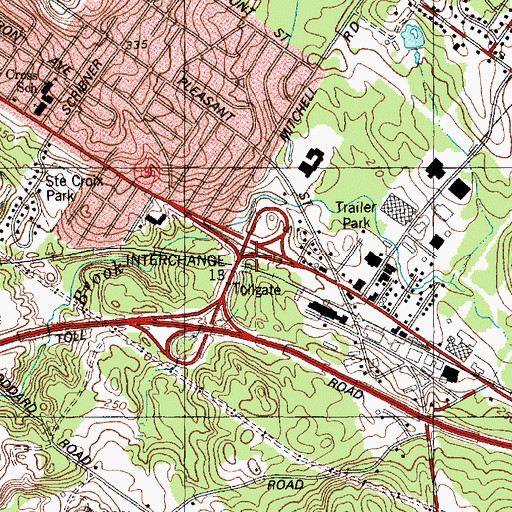 Topographic Map of Interchange 13, ME