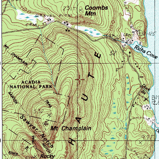 Topographic Map of Isle Au Haut, ME