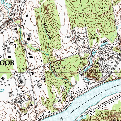 Topographic Map of Meadowbrook Golf Club, ME