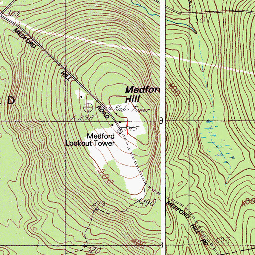 Topographic Map of Medford Lookout Tower, ME