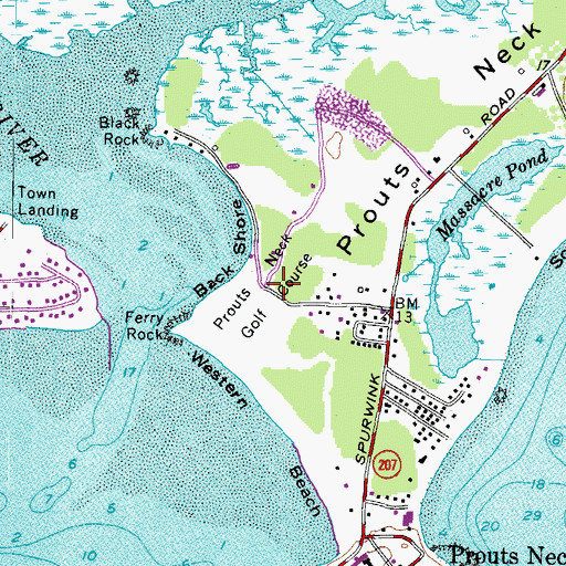 Topographic Map of Prouts Neck Golf Course, ME