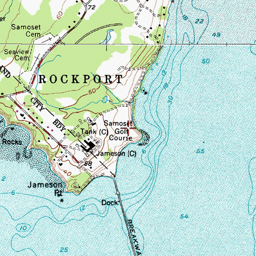 Topographic Map of Samoset Golf Course, ME