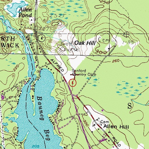 Topographic Map of Sanford Country Club, ME