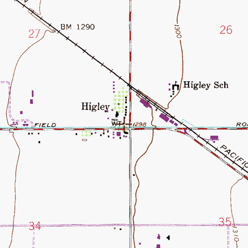 Topographic Map of Higley, AZ
