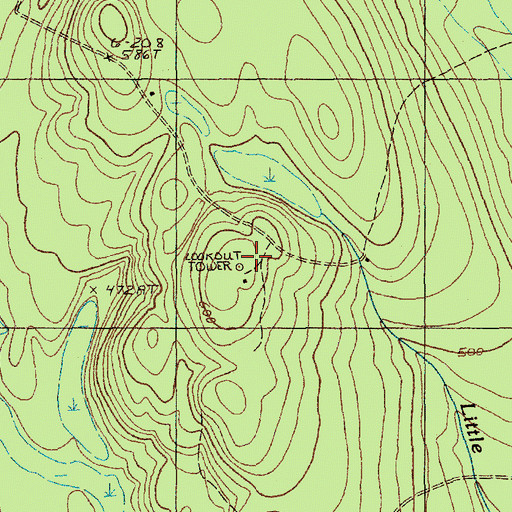 Topographic Map of Whitney Fire Tower, ME