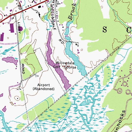 Topographic Map of Willowdale Golf Course, ME