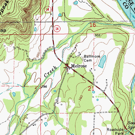 Topographic Map of Melrose, AR