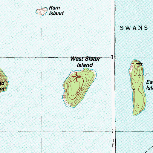 Topographic Map of Sister Islands, ME