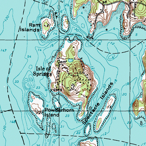 Topographic Map of Isle of Springs, ME