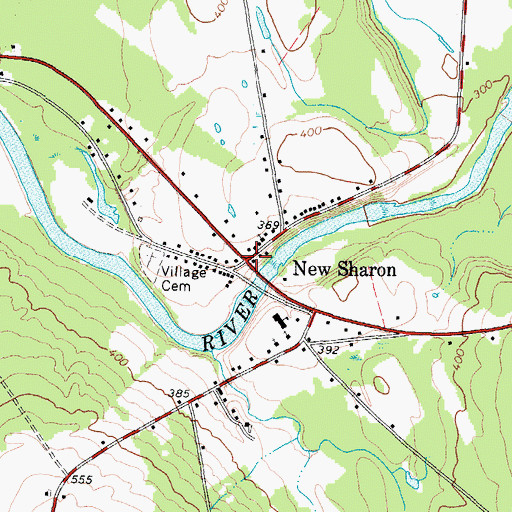 Topographic Map of New Sharon, ME