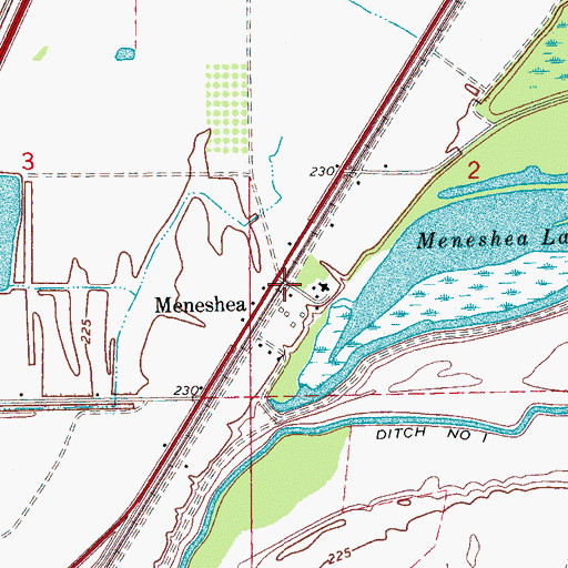 Topographic Map of Meneshea, AR