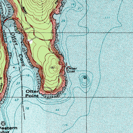 Topographic Map of Otter Cliff, ME
