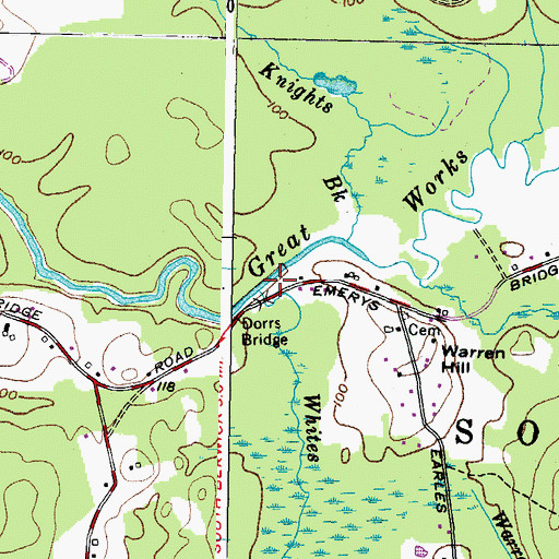 Topographic Map of Whites Marsh Brook, ME