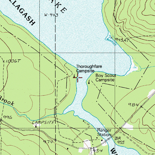 Topographic Map of Throughfare Campsite, ME