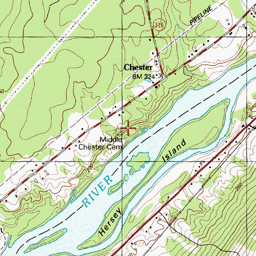 Topographic Map of Middle Chester Cemetery, ME