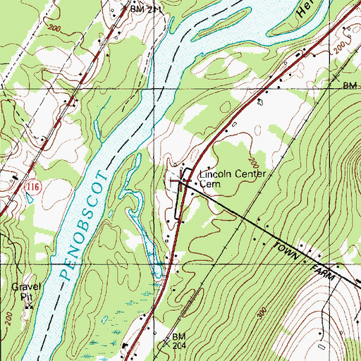 Topographic Map of Lincoln Center Cemetery, ME