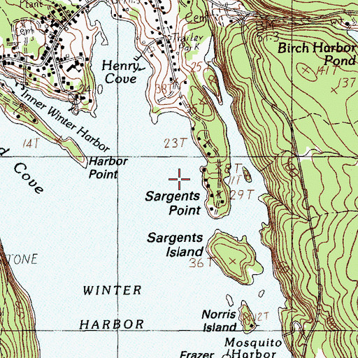 Topographic Map of Abijah Ledge, ME