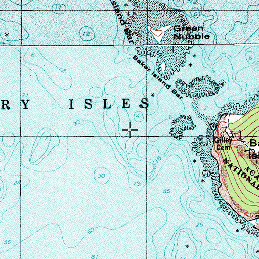 Topographic Map of Bar Ledges, ME