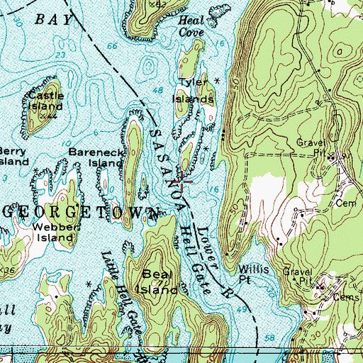 Topographic Map of The Boilers, ME