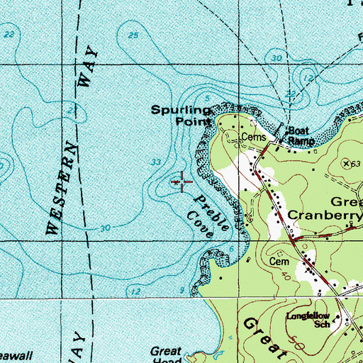 Topographic Map of Cow Ledge, ME