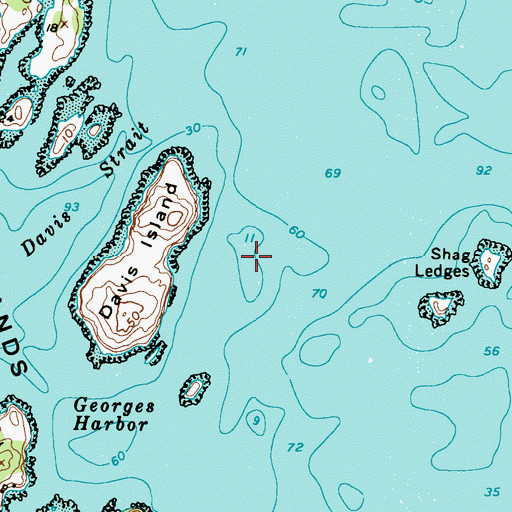 Topographic Map of Davis Shoal, ME