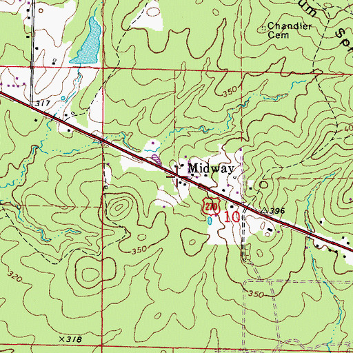 Topographic Map of Midway, AR