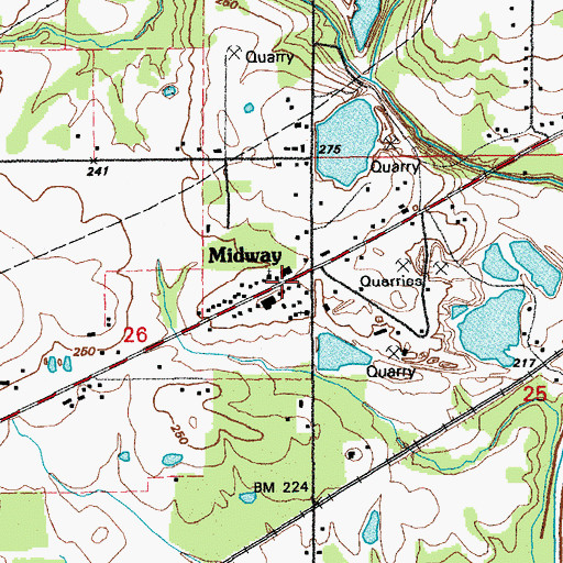 Topographic Map of Midway, AR
