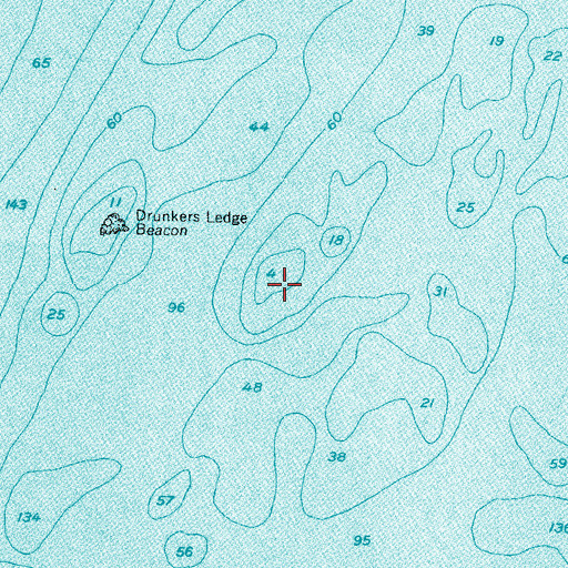 Topographic Map of Eastern Drunkers Ledge, ME