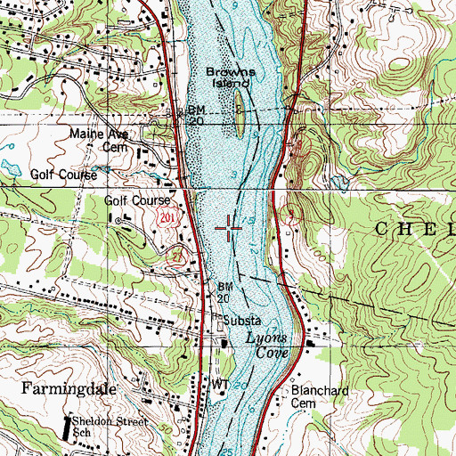 Topographic Map of Farmingdale Shoal, ME