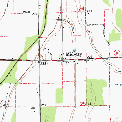 Topographic Map of Midway, AR