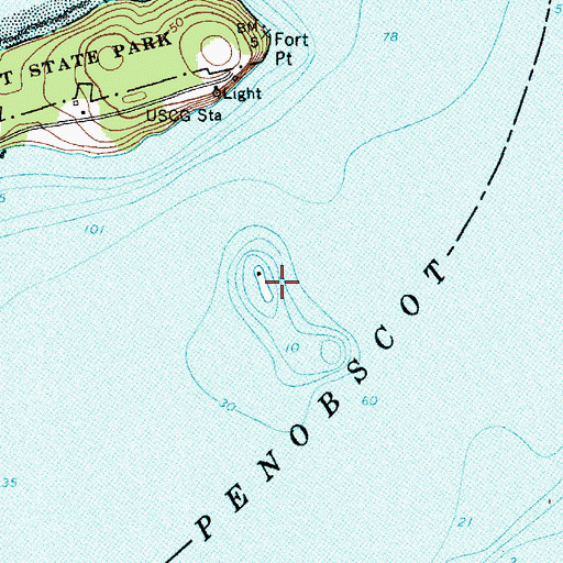 Topographic Map of Fort Point Ledge, ME