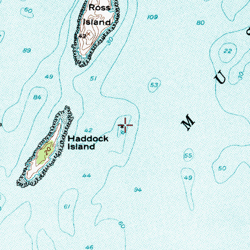 Topographic Map of Haddock Island Ledge, ME