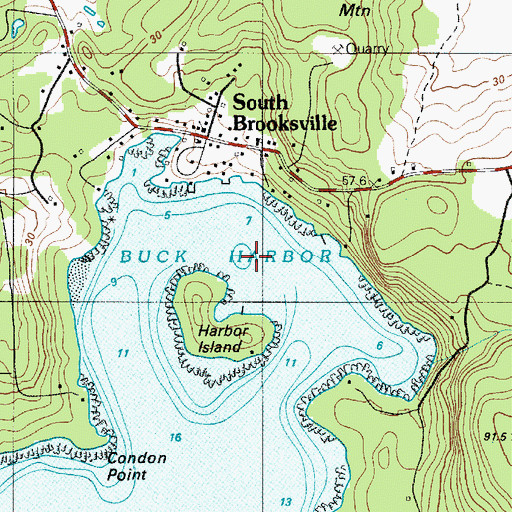 Topographic Map of Harbor Ledge, ME