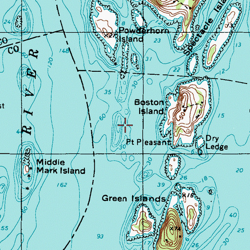 Topographic Map of Harding Ledge, ME