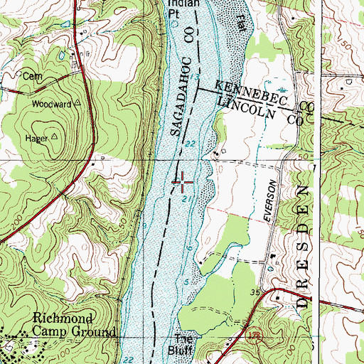 Topographic Map of Hathorn Rock, ME