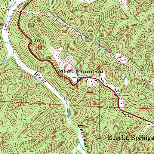 Topographic Map of Miles Mountain, AR