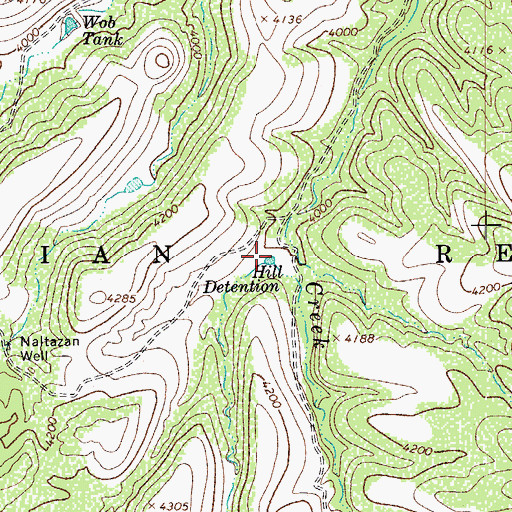 Topographic Map of Hill Detention, AZ