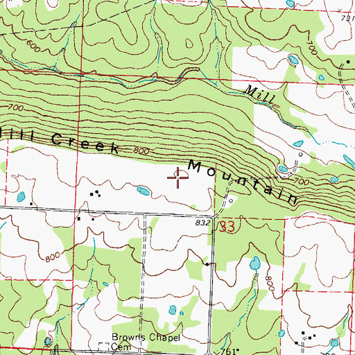 Topographic Map of Mill Creek Mountain, AR