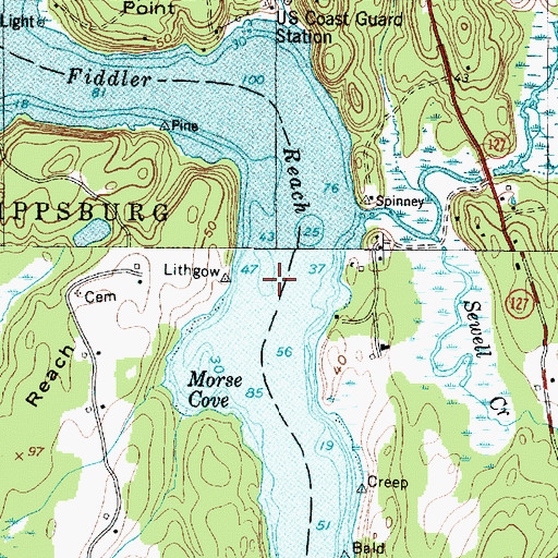 Topographic Map of Lithgow Rock, ME