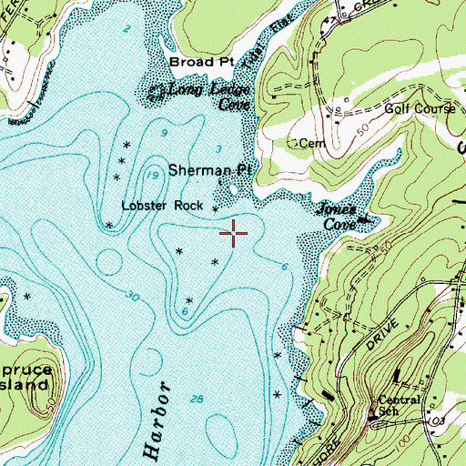 Topographic Map of Long Ledge, ME